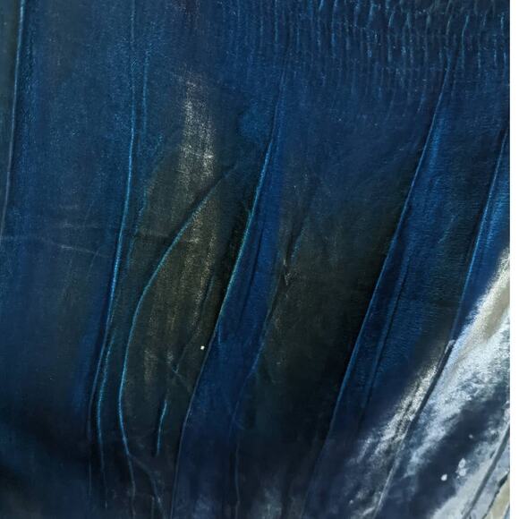 Alberta Ferretti Blue Velvet Sleeveless Wrap Dress Size 8 Women's Preowned FLAWS - Picture 3 of 9